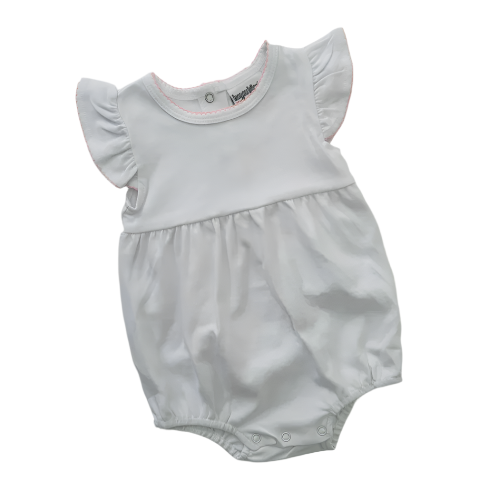 Knit Flutter Sleeve Bubble with Picot Trim