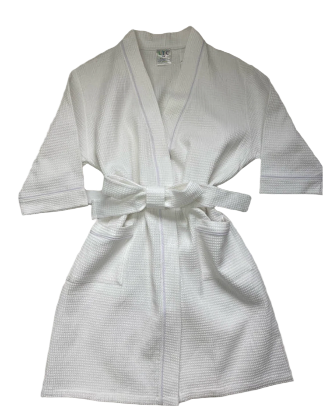 Waffle Robe with Seersucker Piping