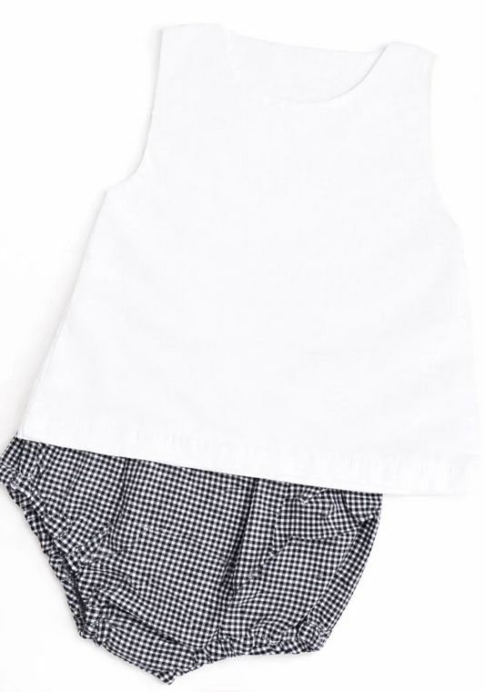 UNISEX Gingham Diaper Set - Black