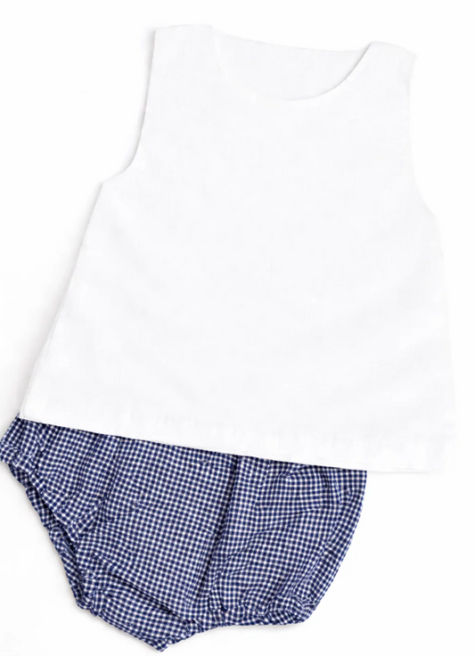 UNISEX Gingham Diaper Set - Navy