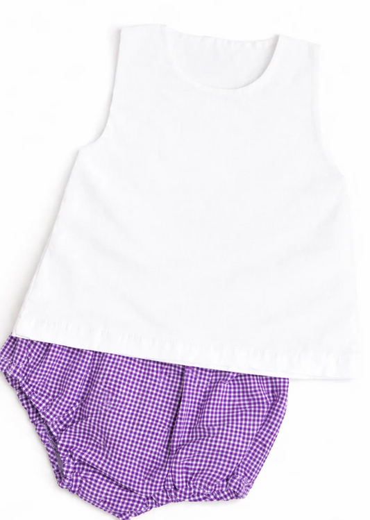 UNISEX Gingham Diaper Set - Purple