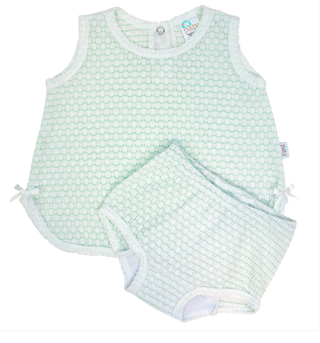 Paty Knit 2 Piece Diaper Set with or without Bows - Mint