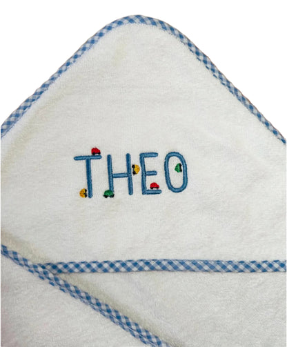 Infant Hooded Towel with Gingham Trim
