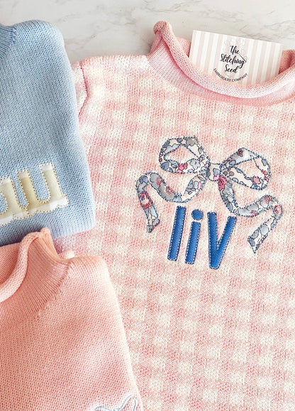 Rollneck Sweater - Pink Gingham
