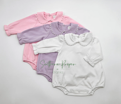 Scalloped Collared Long Sleeve Bubble
