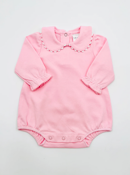 Scalloped Collared Long Sleeve Bubble