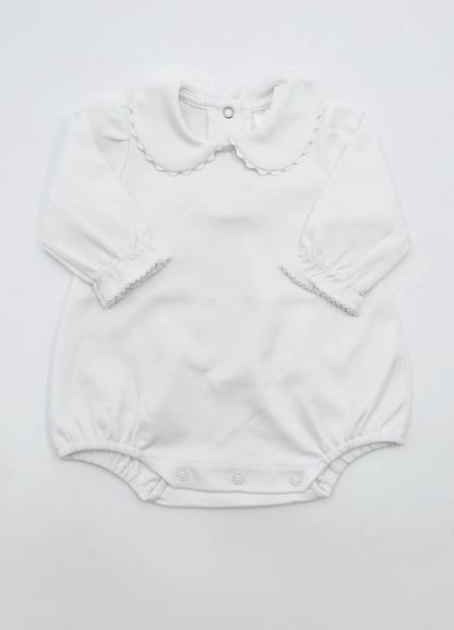 Scalloped Collared Long Sleeve Bubble