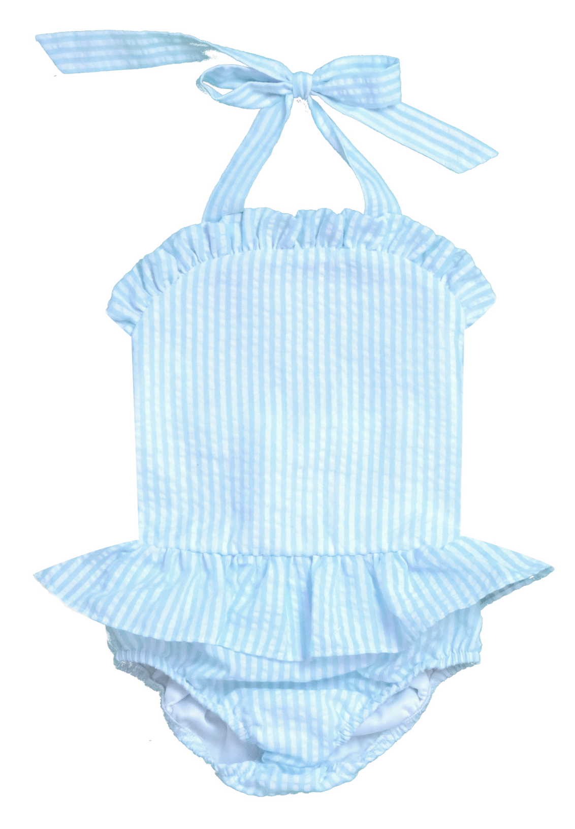 Girl's Seersucker Ruffled One Piece