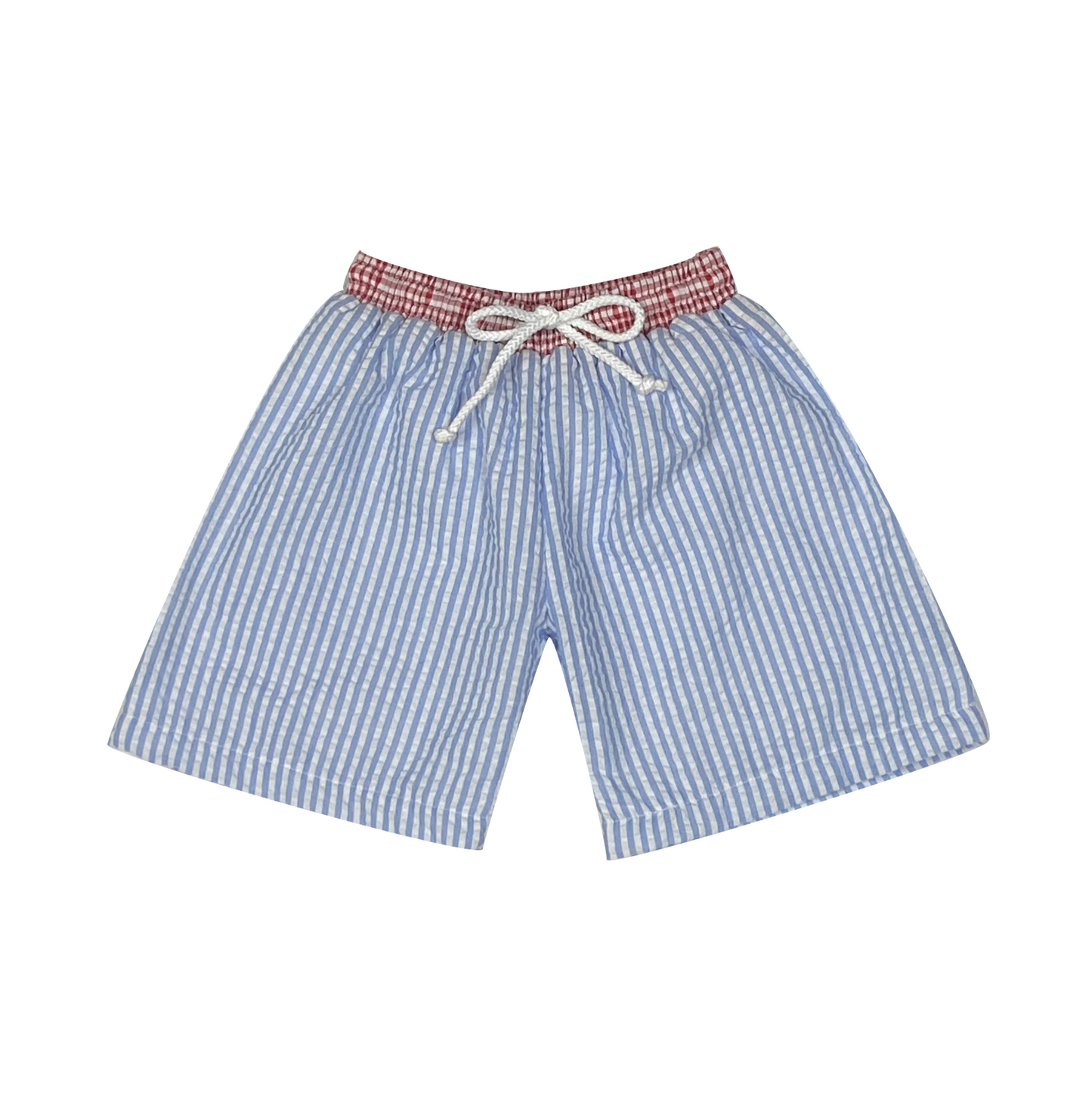 Boy's Seersucker Swim Trunks