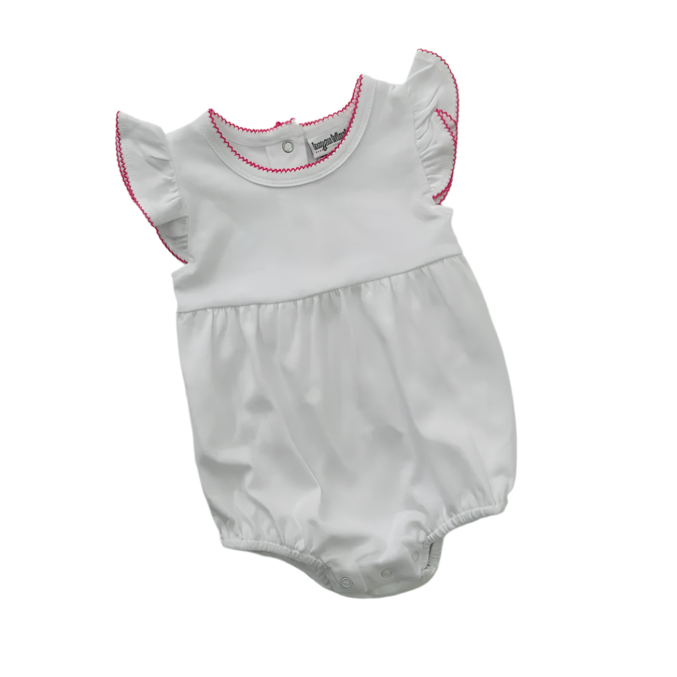 Knit Flutter Sleeve Bubble with Picot Trim