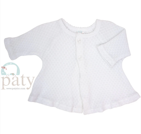 Paty Knit Raglan Cardigan - White with White Trim