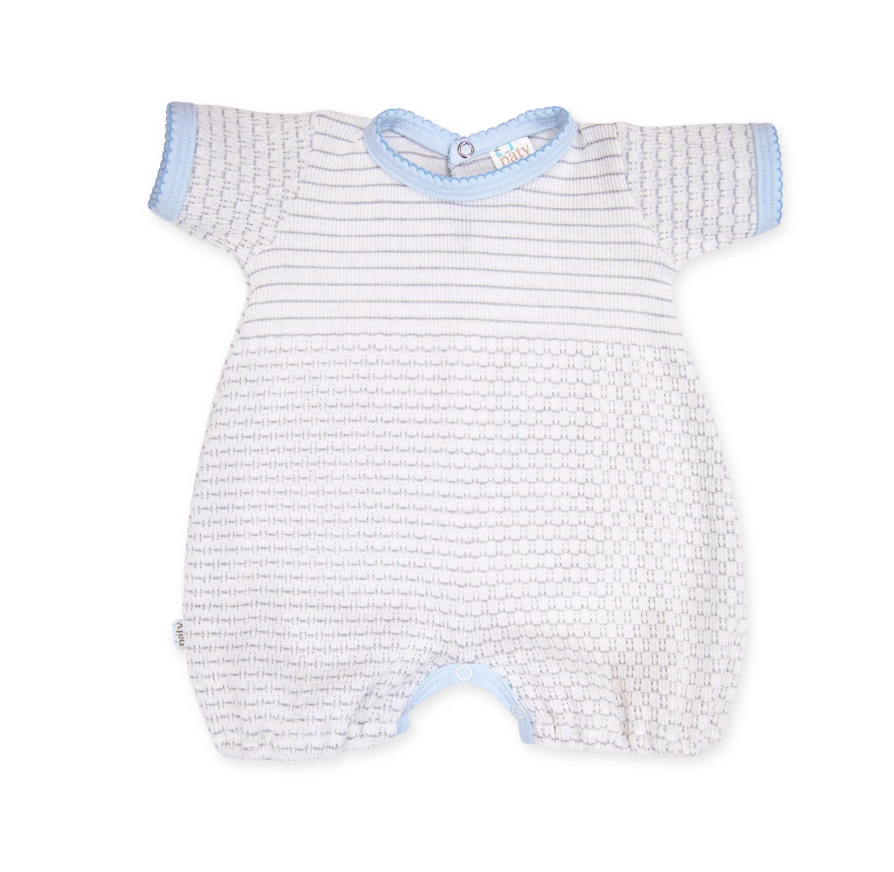Paty Knit Bubble - Grey with Blue Trim