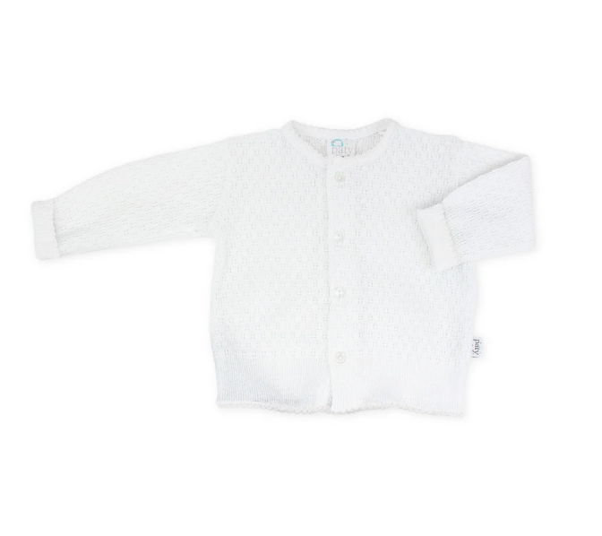 Paty Knit Cardigan - White with White Trim
