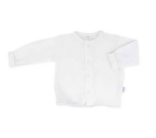 Paty Knit Cardigan - White with White Trim