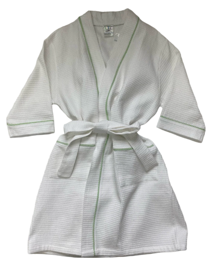 Waffle Robe with Seersucker Piping