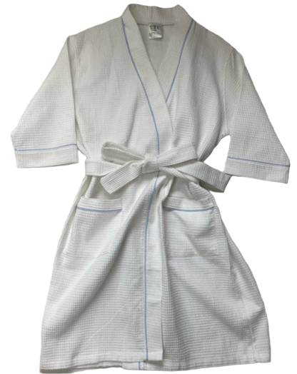 Waffle Robe with Seersucker Piping
