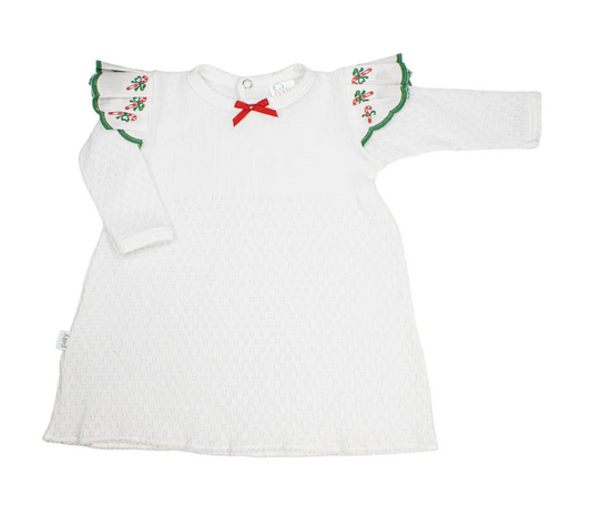 Knit Angel Sleeve Long Sleeve Dress with Candy Canes