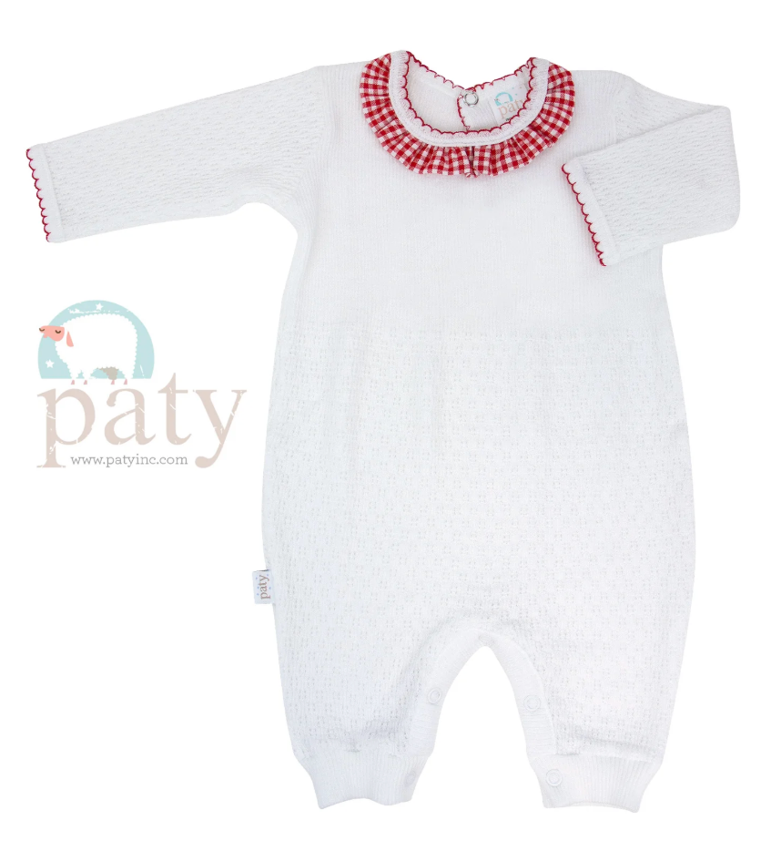 Romper with Gingham Collar