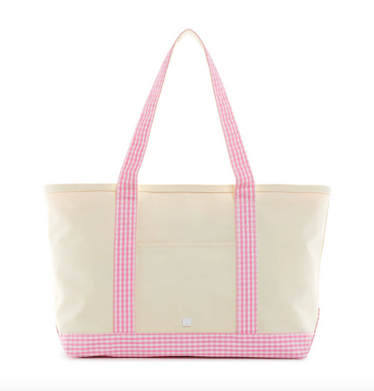 TRVL Design Medium Tote - Gingham Pink Trim