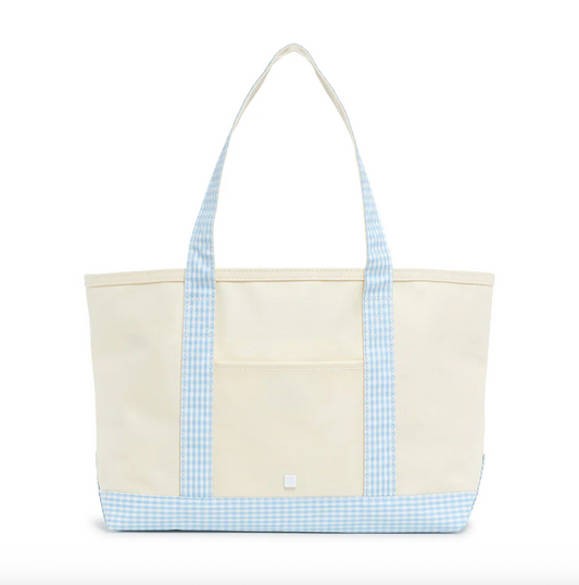 TRVL Design Medium Tote - Gingham Mist Trim