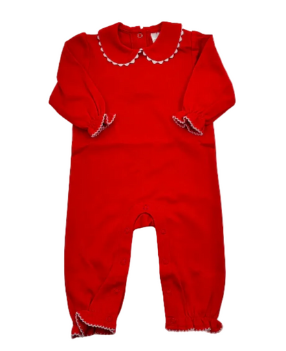 Valentine's Day - Girl's Picot Trim Romper