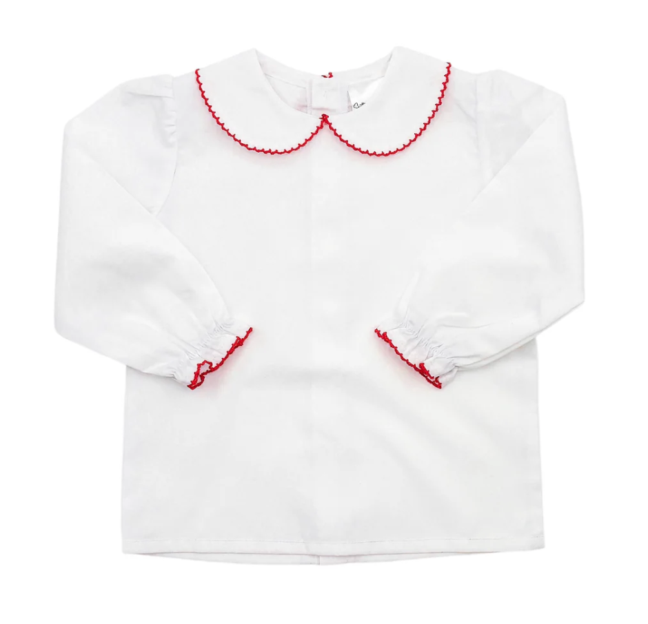 Valentine's Day - Woven Picot Collared Shirt - Embroidery on Collar ONLY