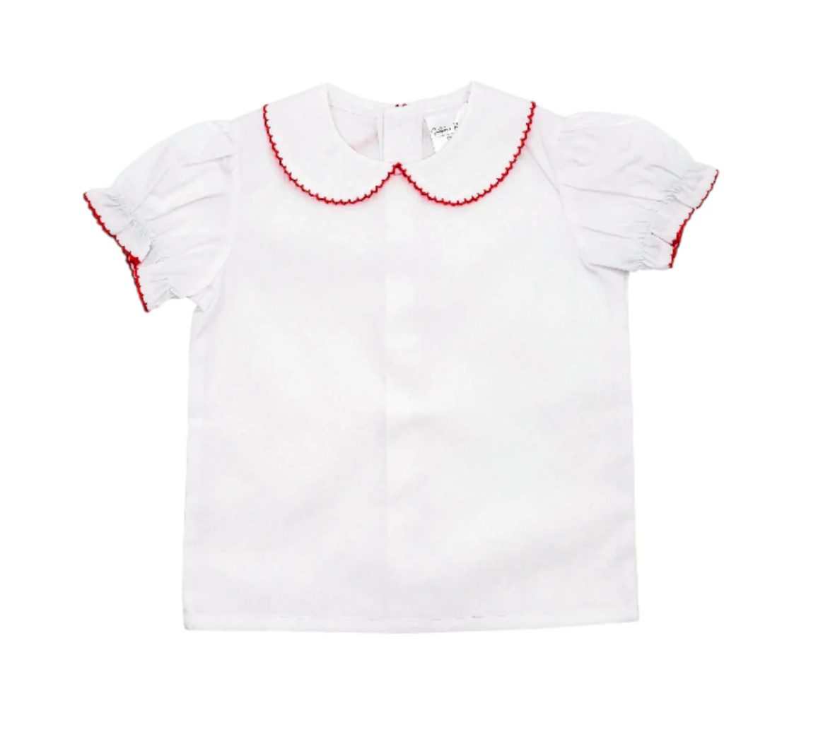 Valentine's Day - Woven Picot Collared Shirt - Embroidery on Collar ONLY