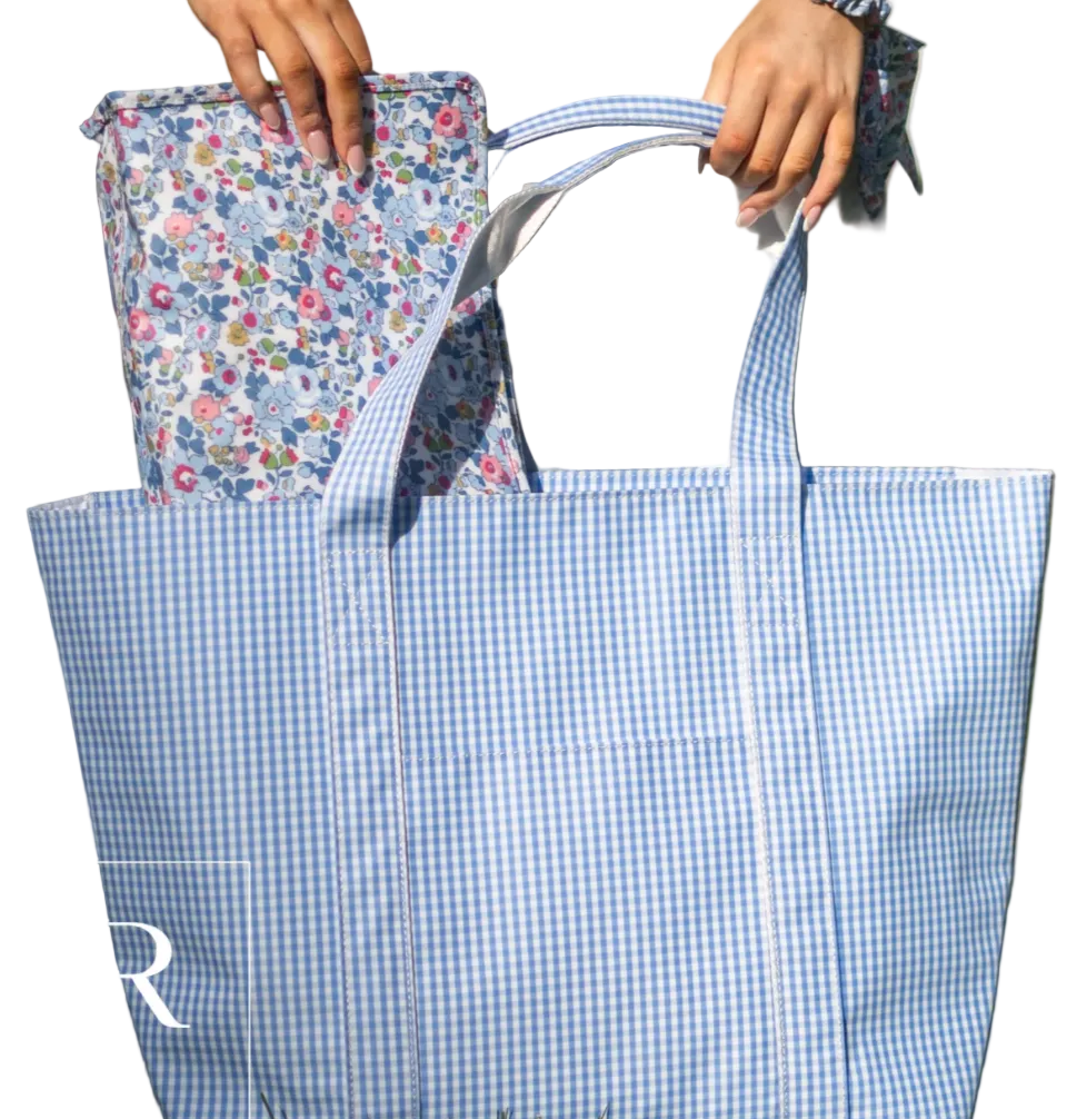 TRVL Design Jumbo Tote - Gingham Sky