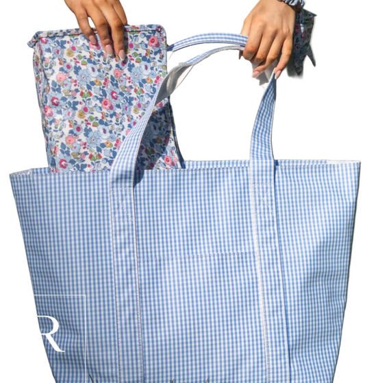 TRVL Design Jumbo Tote - Gingham Sky