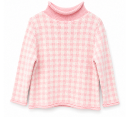 Rollneck Sweater - Pink Gingham