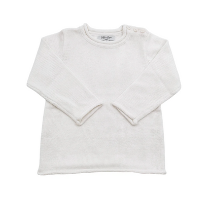 Rollneck Sweater with Buttons - Light Cream