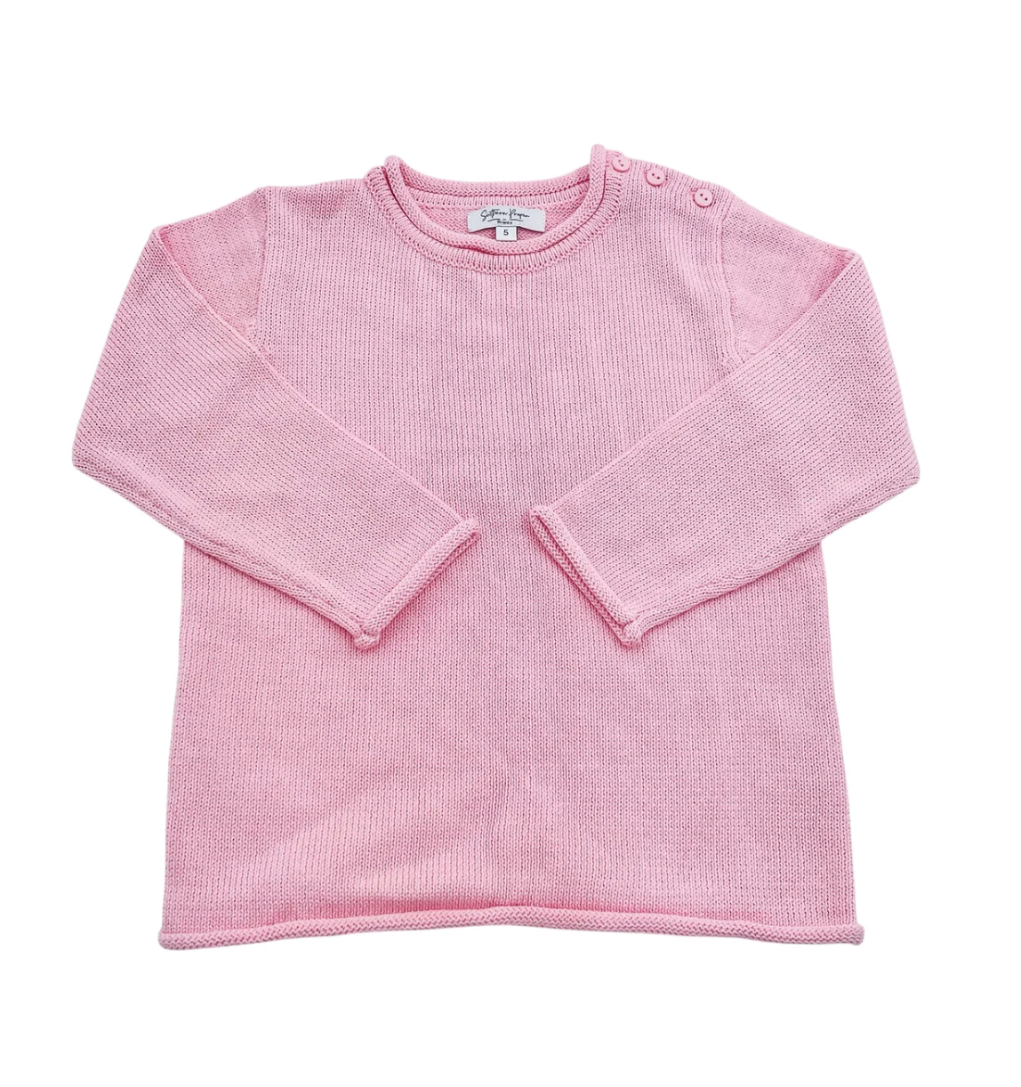 Rollneck Sweater with Buttons - Light Pink