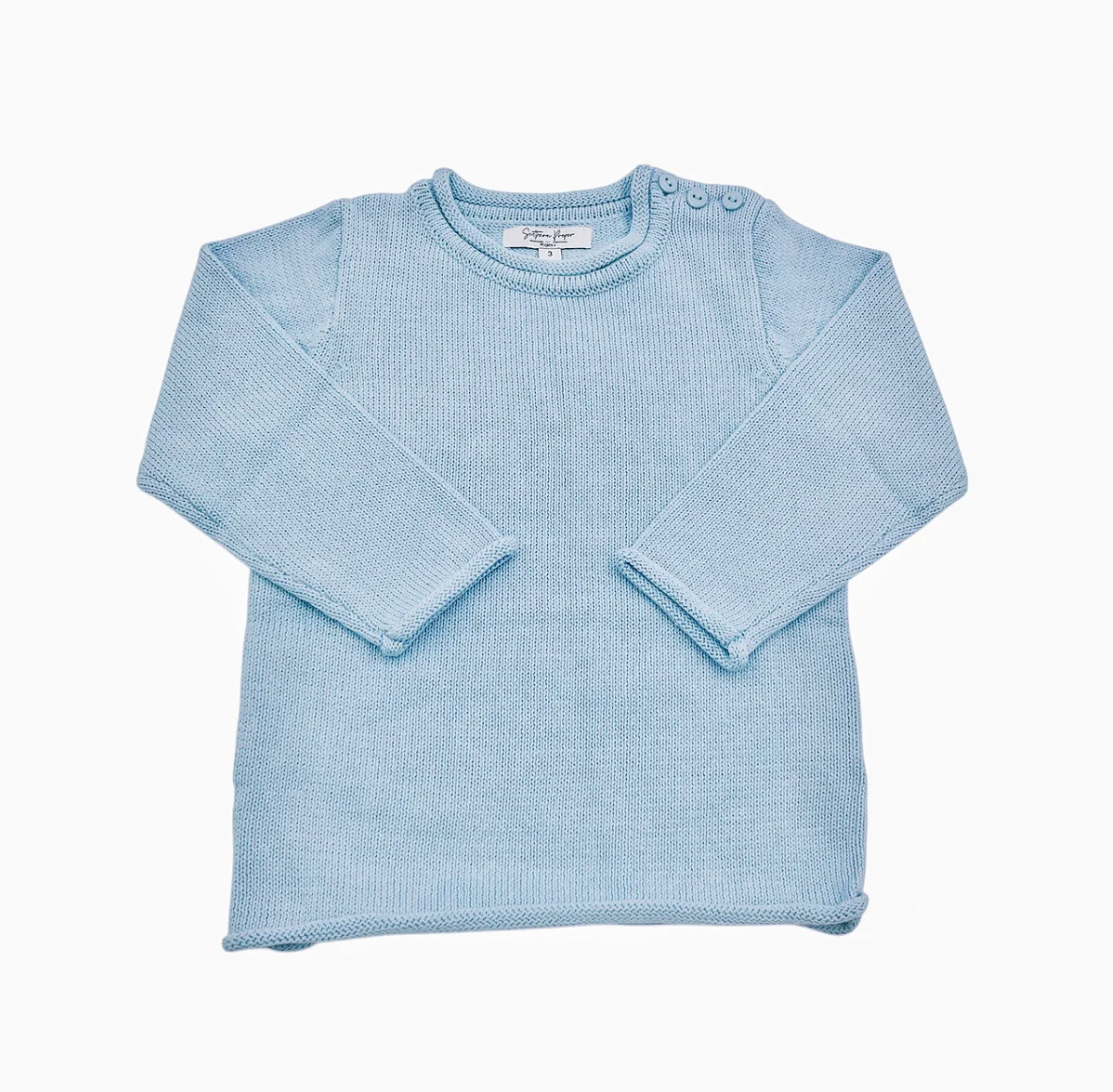 Rollneck Sweater with Buttons - Light Blue