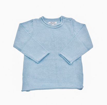 Rollneck Sweater with Buttons - Light Blue