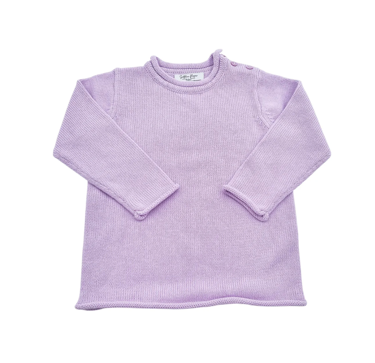 Rollneck Sweater with Buttons - Lavender