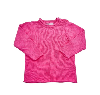 Rollneck Sweater with Buttons - Hot Pink