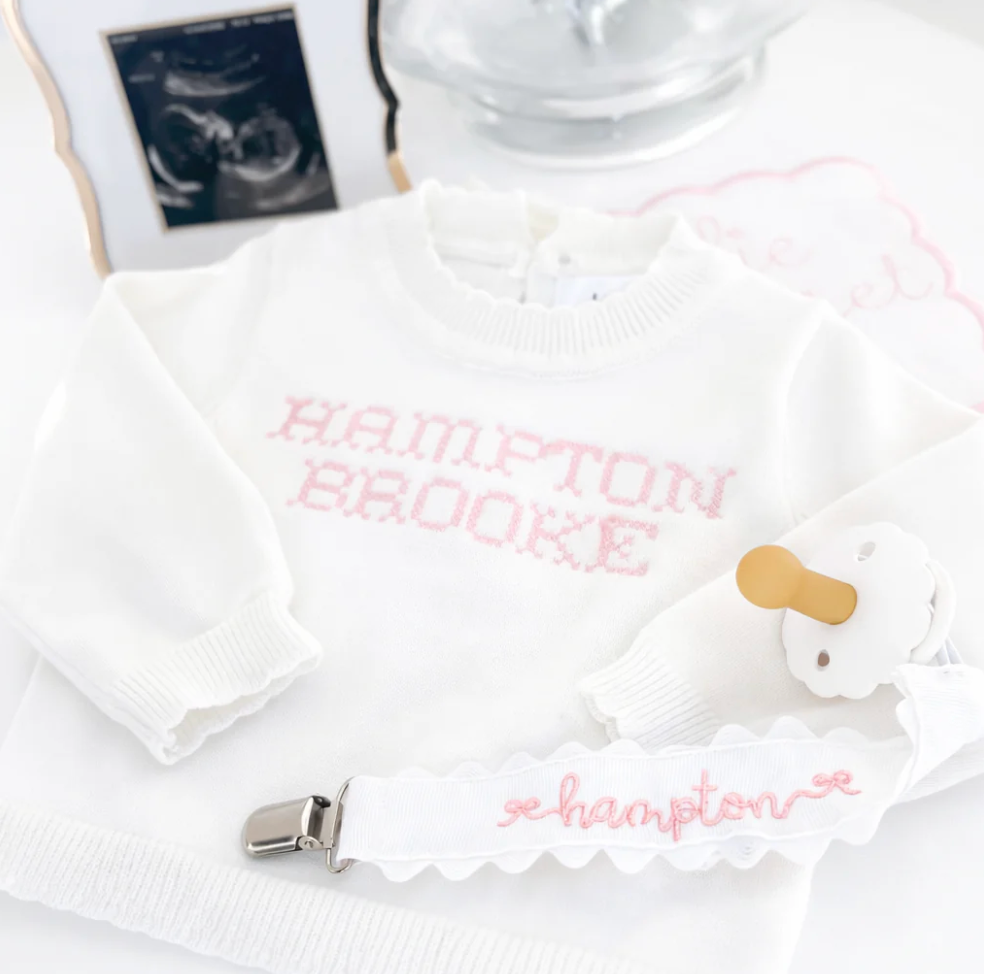 White SCALLOP Organic Cotton Knit Set