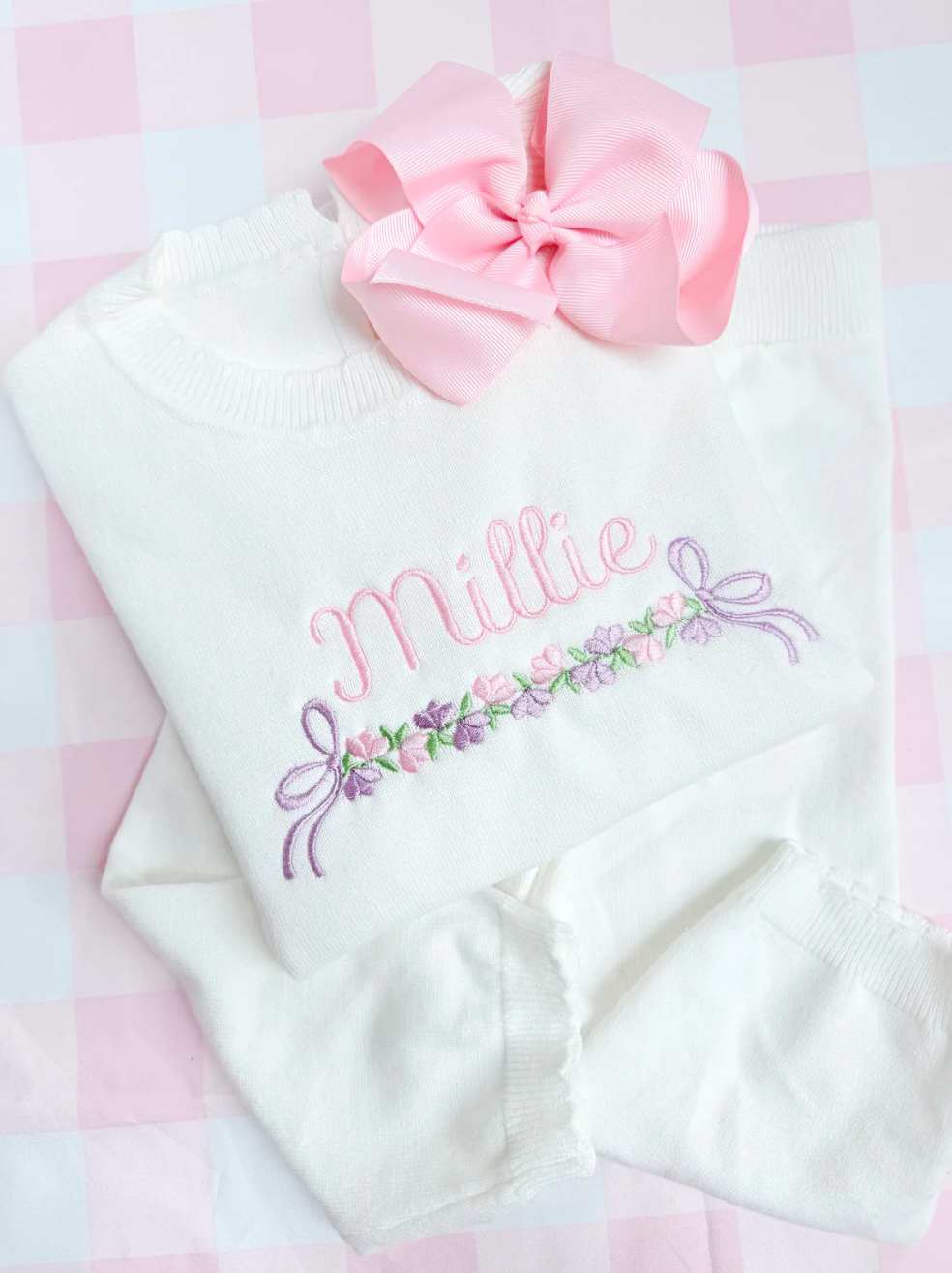 White SCALLOP Organic Cotton Knit Set