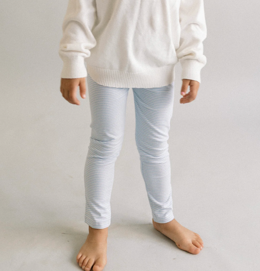 Light Blue and White Stripe Leggings