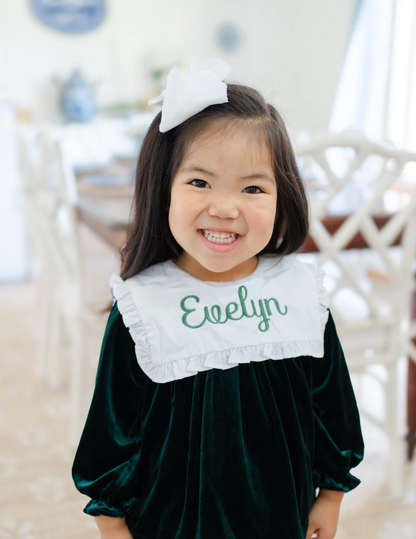 Girls Green Velvet Dress