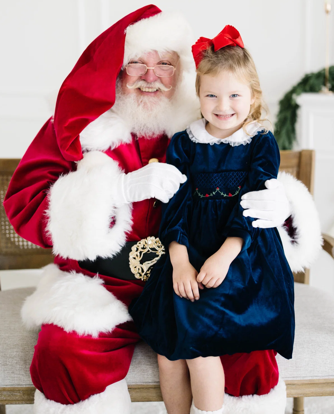 Navy Velvet Smocked Dress