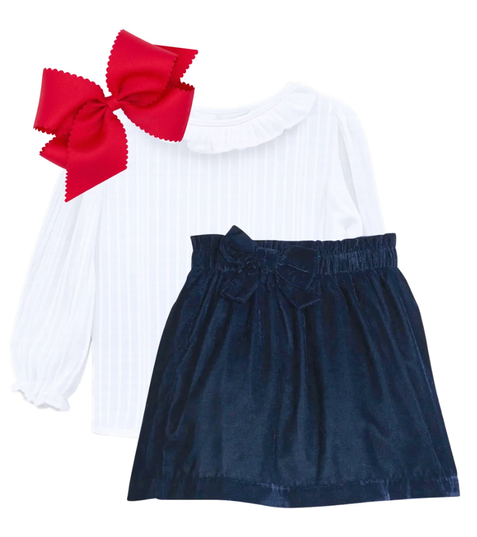 Navy Velvet Skirt