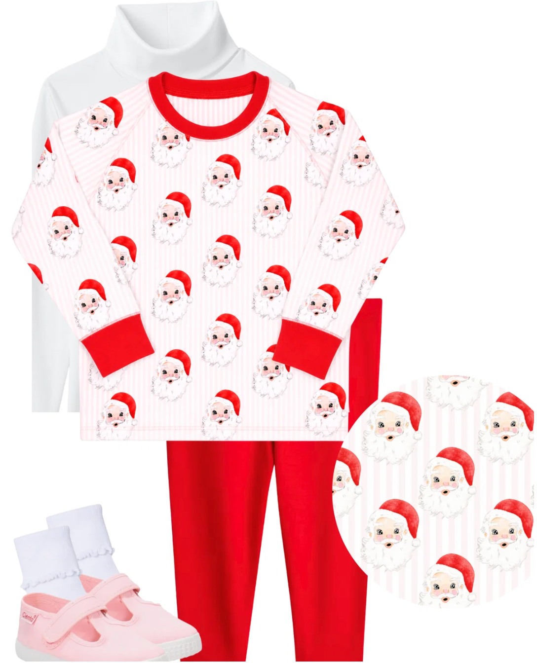 Pink Stripe Santa Pullover