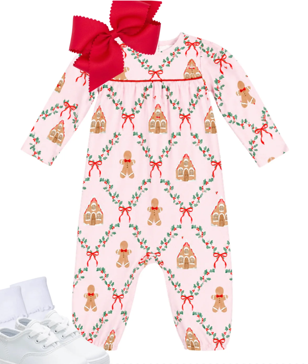 Knit Gingerbread House Romper