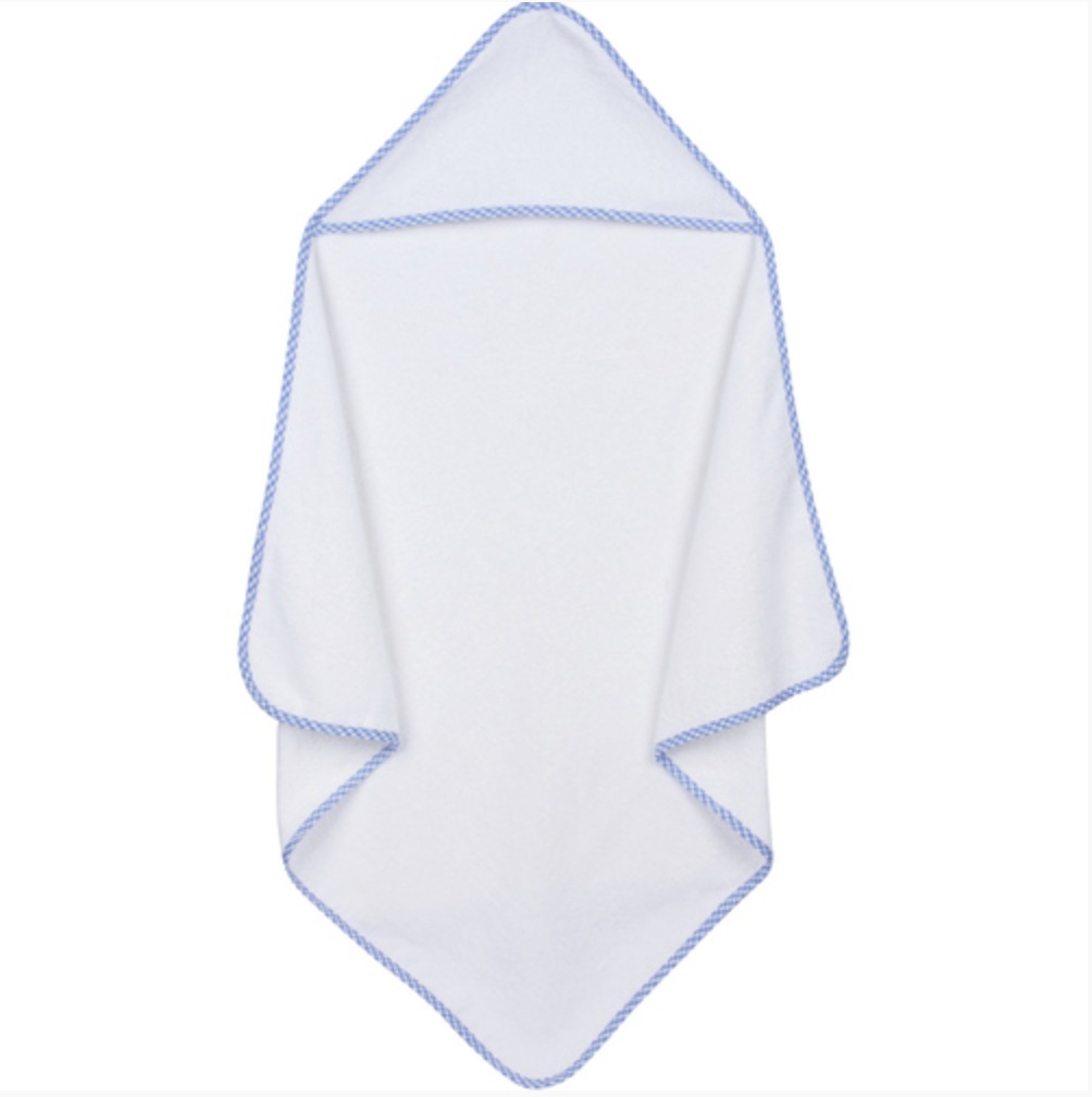 Infant Hooded Towel with Gingham Trim