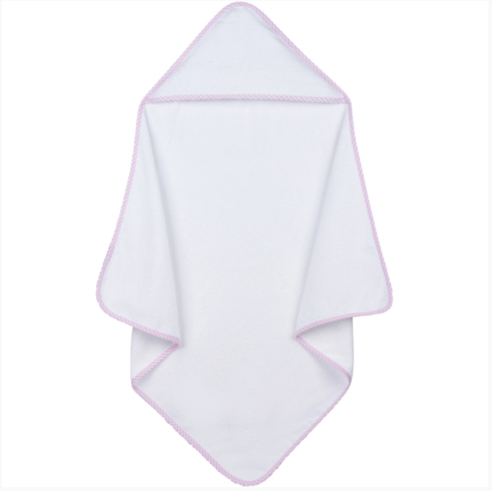 Infant Hooded Towel with Gingham Trim