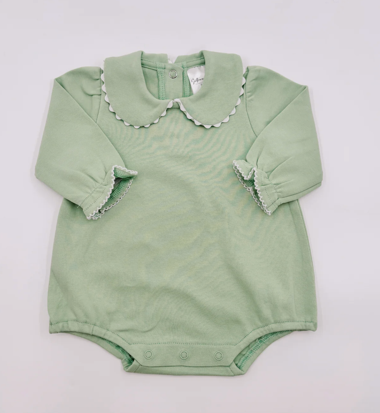 Scalloped Collared Long Sleeve Bubble