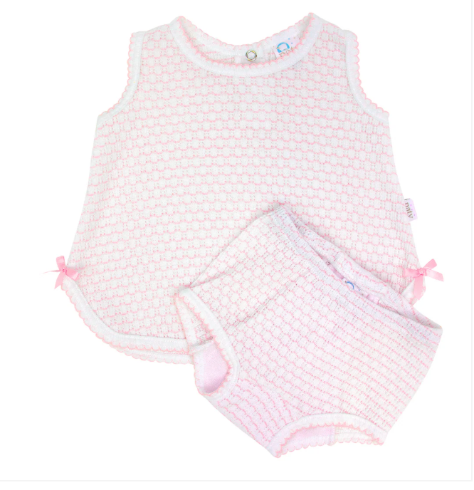 Paty Knit 2 Piece Diaper Set with or without Bows - Pink