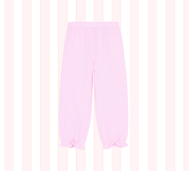 Girl's Micro-Striped Ruffle Bubble Pants