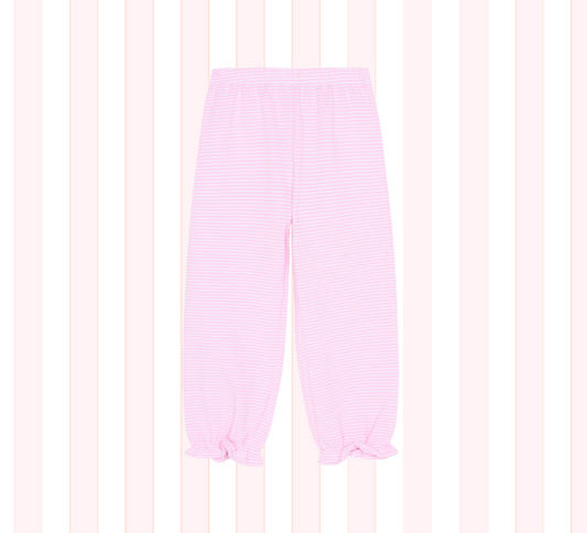 Girl's Micro-Striped Ruffle Bubble Pants